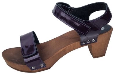 Elegante Holz Sandaletten HOLZ CLOGS - Gr.39 * Violett-Lila* Echt LEDER