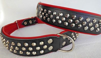 LEDER Halsband - Hundehalsband, Halsumfang 51-61cm/50mm, NIETEN, NEU (1334)