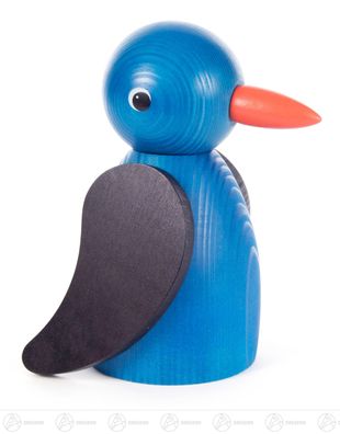Spielzeug Stimmungsvogel groß blau/ schwarz H=ca 14,5 cm NEU Erzgebirge Holzvogel