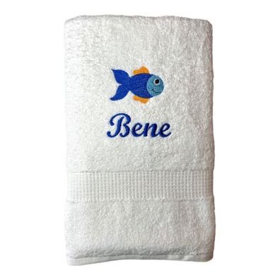 Handtuch mit Name und Fisch, Sauna, Wellness, Duschtuch, baden, personalisiert