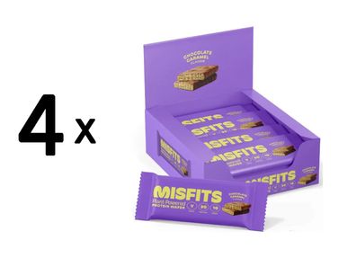 4 x Misfits Vegan Protein Wafers (12x37g) Chocolate Caramel