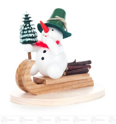 Weihnachtliche Miniatur Schneemann auf Schlitten BxHxT 9 cmx8,5 cmx6,5 cm NEU