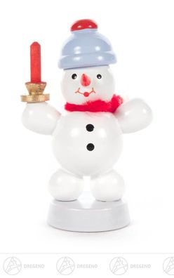Miniatur Schneemann mit Kerze H=ca 6 cm NEU Erzgebirge Weihnachtsfigur Holzfigur