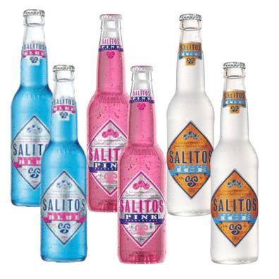 6 Flaschen Salitos Bier im Mixpaket je 2 Flaschen Blue, Ice und Red zum testen