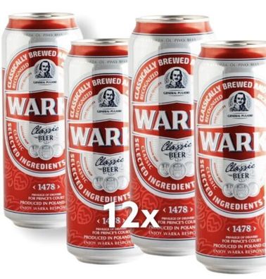 Große Dose 500ml! Warka Premium Classic Beer 12 Dosen im Paket Bier Piwo 2,81/ L