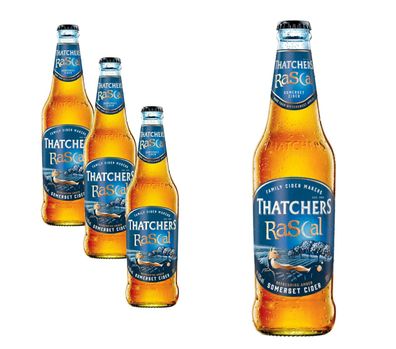 3 x Thatchers Rascal 0,5l- Refreshing Amber Somerset Cider mit 4,5% Vol. -