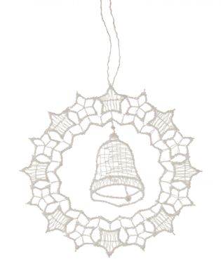 Baumbehang Kugel mit Glocken Plauener Spitze BxHxT 7x7x0,1cm NEU Christbaumschmuc