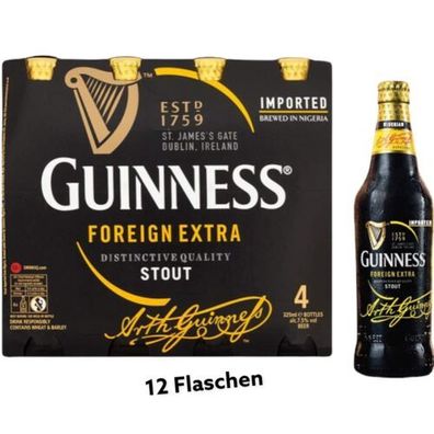 6 x Guinness Foreign Extra Stout Bier in der 0,325 l Flasche aus Nigeria