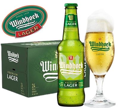 Windhoek Lager Bier 0,33 l, afrik. Sommerbier aus Namibia 6,03/ L 24 x0,33l