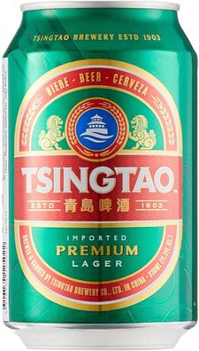 Tsingtao 0,33l- Das beliebte Bier aus China mit 4,7% Vol. in der Dose 24 x0,33 l