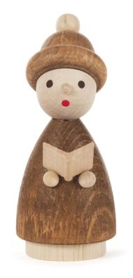 Kurrendekind braun mit Buch Höhe = 90mm NEU Holzfigur Weihnachtsfigur Miniatur