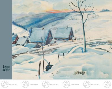 Künstlerkarte Max Schanz \"Farben des Gebirges\", Winterlandschaft NEU Postkarte