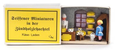 Zündholzschachtel Käse-Laden BxH 55x40mm NEU Miniatur Weihnachtsfigur Holzfigur