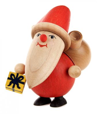 Miniatur Weihnachtsmann mit Päckchen 9cm NEU Holzfigur Holzminiatur Sammelfigur