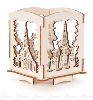 Teelichthalter mit Seiffener Kirche und Kurrende BxHxT 8,5 cmx9,5 cmx8,5 cm NEU