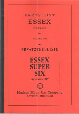 Ersatzteilliste Essex Super Six, Auto, Oldtimer, Klassiker