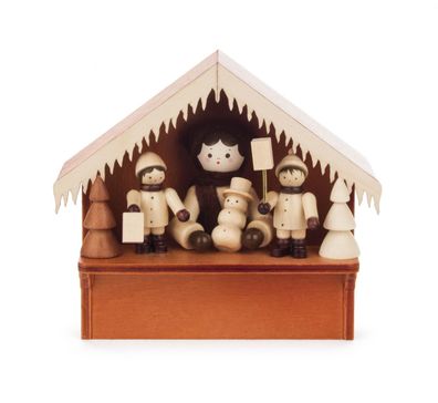 Weihnachtliche Miniatur Weihnachtsmarktbude Laternenkinder BxHxT 9,5x8x4cm