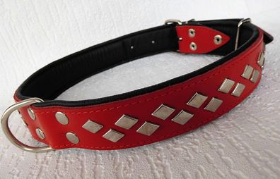 Halsband - Hundehalsband, Halsumfang 62 -76cm, LEDER, ROT - Neu (stark&weich)