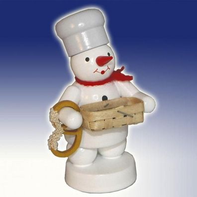 Winterdekoration Schneemann Bäcker mit Korb und Brezel Höhe 8cm NEU Schnee