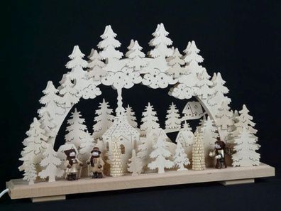 Schwibbogen mit Winterfiguren und Beleuchtung BxHxT 50x32x7cm NEU Lichterbogen