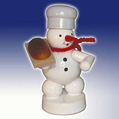 Winterdekoration Schneemann mit Bäcker mit Brot Höhe 8cm NEU Schnee Eismann