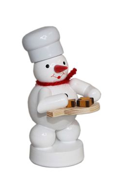Winterdekoration Schneemann mit Bäcker mit Nussecken Höhe 8cm NEU Schnee Eismann
