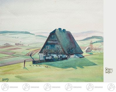 Künstlerkarte Max Schanz \"Farben des Gebirges\", Erzgebirgshaus NEU Postkarte