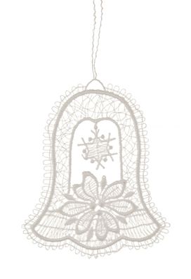 Baumbehang Glocke mit Weihnachtsstern Plauener Spitze BxHxT 9x9x0,1cm NEU Christb
