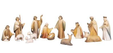 Weihnachtsfiguren Figuren Set Christi Geburt 15-tlg. Bunt BxHxT 60x13x20cm NEU