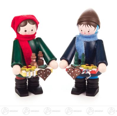 Weihnachtliche Miniatur Striezelkinder klein farbig (2) H=ca 6cm NEU Erzgebirge