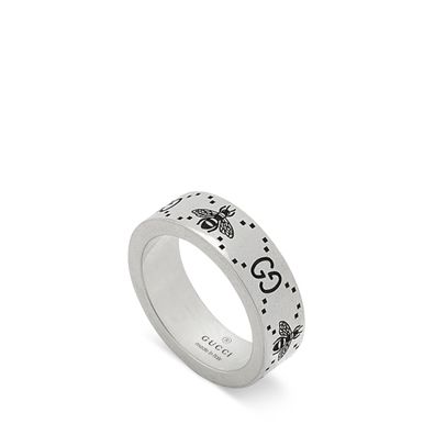 Gucci – YBC728389001 – Gucci Signature-Ring aus Sterlingsilber mit Bienen- und Doppel