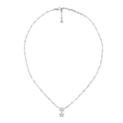 Gucci – YBB581842001 – Flora-Halskette aus 18-karätigem Weißgold und Diamanten