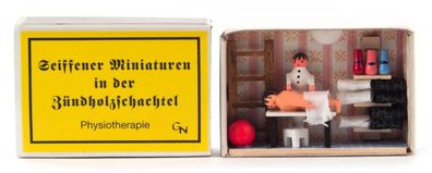 Zündholzschachtel Physiotherapie BxH = 5,5x4cm NEU Miniatur Holzfigur Sammeln