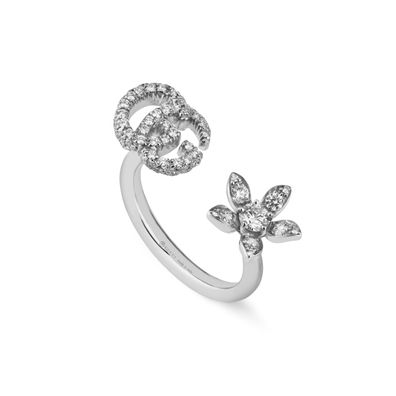 Gucci – YBC582019001 – Flora-Ring aus 18-karätigem Weißgold und Diamanten