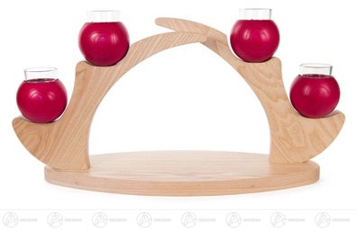 Tischleuchter für 4 Kerzen rot, aus Massivholz BxHxT 460 x 240 x 150mm NEU