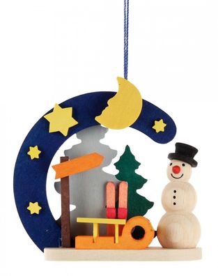 Baumbehang Behang Schneemann mit Schlitten H=7cm NEU Christbaumschmuck Weihnacht
