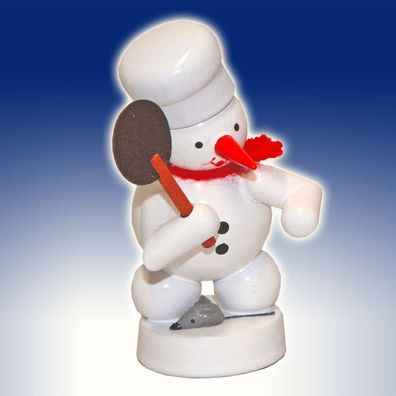 Miniaturfigur Bäcker Schneemann mit Maus Höhe 8cm NEU Holzfigur Weihnachtsfigur