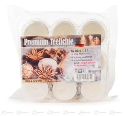 Premium Duft-Teelichte Zimt, transparente Acrylschale 18 Stück NEU Zubehör