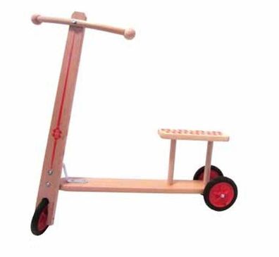 Holzspielzeug Holzroller mit Sitzbank L/H 62cm/ 63cm NEU Tretroller Scooter Holz