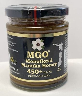 Manukahonig - MGO 450 250 g - echtes Glas Manuka Echtglas(400 + ) Neuseeland