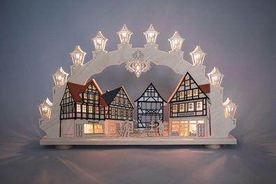 Schwibbogen Altstadt mit el. Beleuchtung BxHxT 66x41x6cm NEU Lichterbogen Fenster