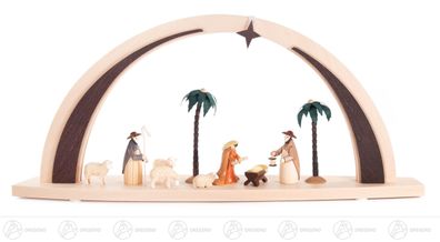 Schwibbogen mit Christi Geburt, indirekt elektrisch beleuchtet 57cmx25,5cmx9,5cm