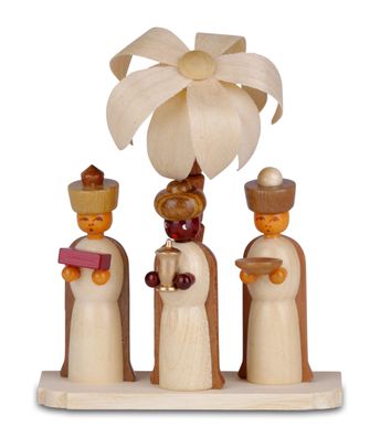 Miniaturfigur Heilige drei Könige auf Sockel mit Palme natur Höhe=10,5cm NEU