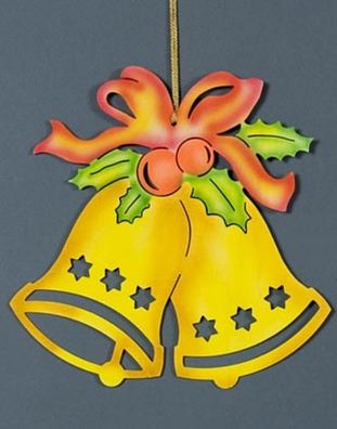 Fensterbild Glocke mit Schleife bunt Höhe 22cm NEU Fens