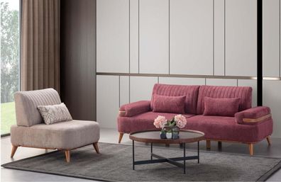 Zweifarbige Wohnzimmer Sofagarnitur Designer Möbel 3-Sitzer Edler Sessel