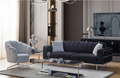 Sitzgarnitur Moderne Textil Couchen Designer Dreisitzer Polster Sessel