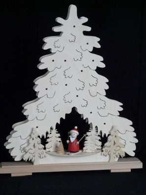 Schwibbogen mit Tanne mit Weihnachtsmann und Beleuchtung BxHxT 44x51x7cm NEU