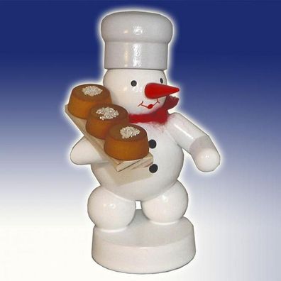 Winterdekoration Schneemann Bäcker mit Kuchenbrett Höhe 8cm NEU Schnee Eismann