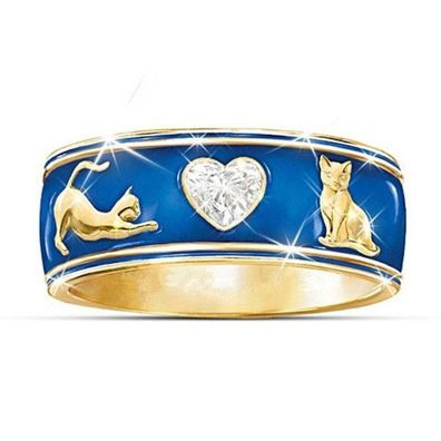 Schöner Damen Katzen Ring mit weißen Zirkonia Größe 62 (DKR270226)