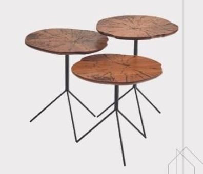 Runde Holztische Designer 3-er Couchtisch Set Wohnzimmer Robuste Tische